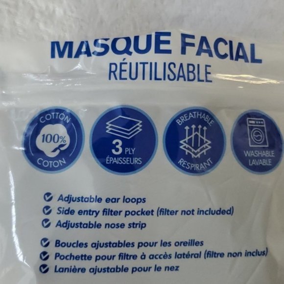 New Double Layer Mask with interior pockets- 3 pk - Picture 5 of 8